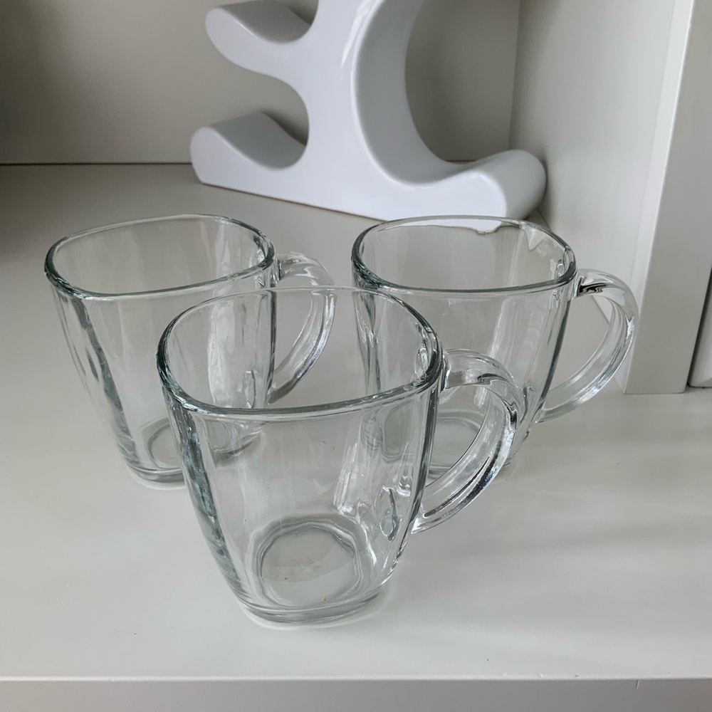 Glass Clear Mugs X 3 Set Excellent condition